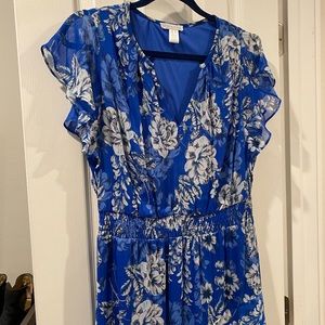 Blue floral high-low dress